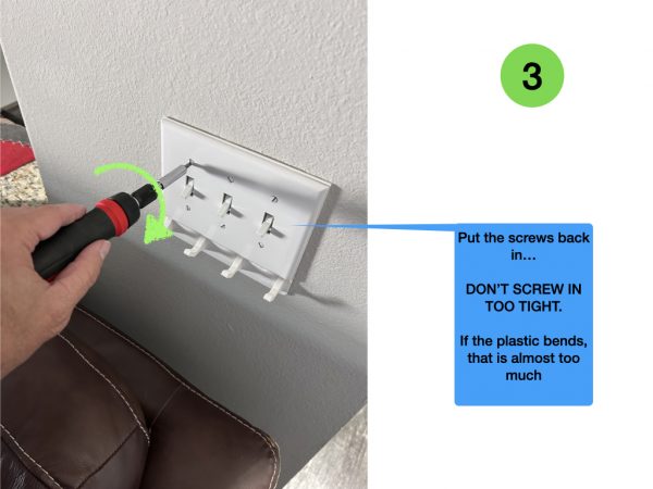 Wall Mount Hook Rack for 4-Gang Light Switch Cover Showing Installation 2