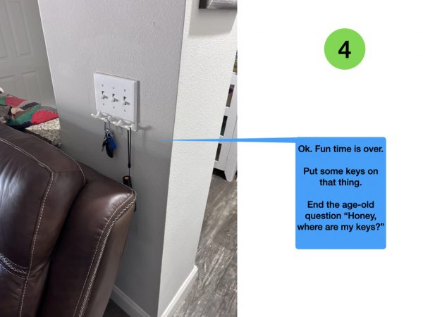Flashlight Holder for Wall for 4-Gang Light Switch Cover Showing Installation