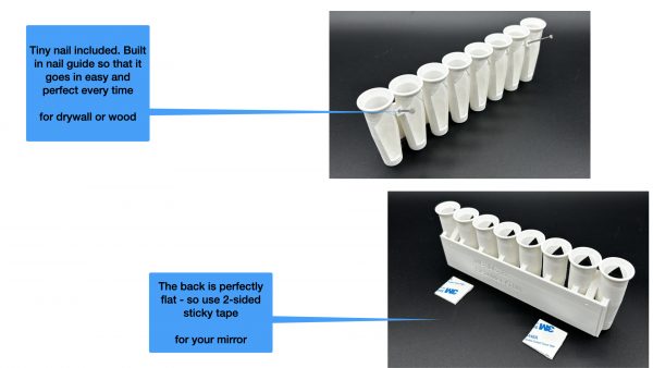 maybelline 24 hour super stay lipstick organizer showing mounting options for mirror or wall mount
